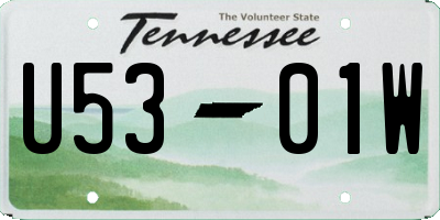 TN license plate U5301W