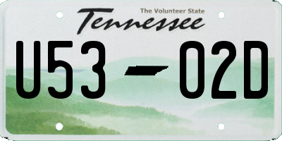 TN license plate U5302D