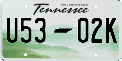 TN license plate U5302K