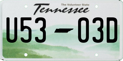 TN license plate U5303D