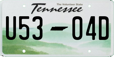 TN license plate U5304D