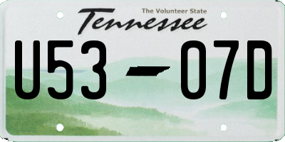 TN license plate U5307D