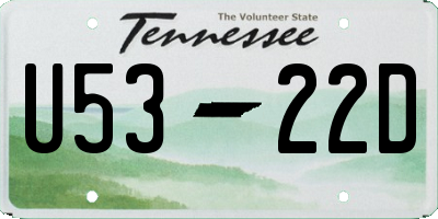 TN license plate U5322D