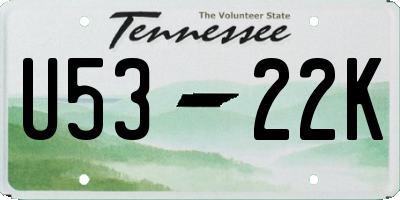 TN license plate U5322K