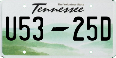 TN license plate U5325D