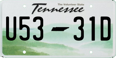 TN license plate U5331D
