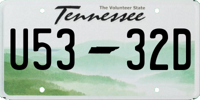 TN license plate U5332D