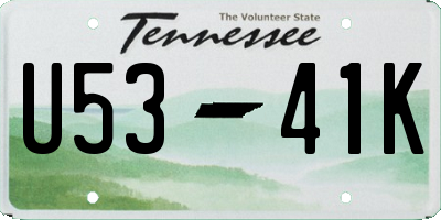 TN license plate U5341K