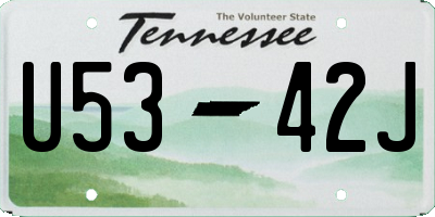 TN license plate U5342J