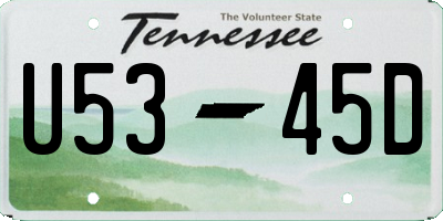 TN license plate U5345D