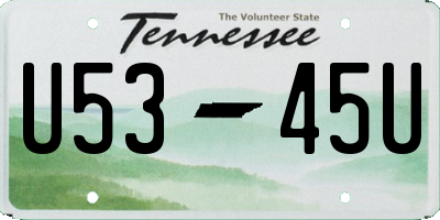 TN license plate U5345U