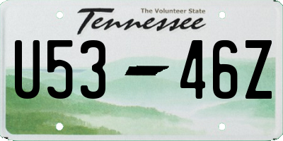 TN license plate U5346Z