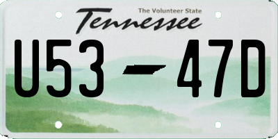TN license plate U5347D