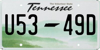 TN license plate U5349D