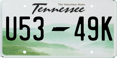 TN license plate U5349K