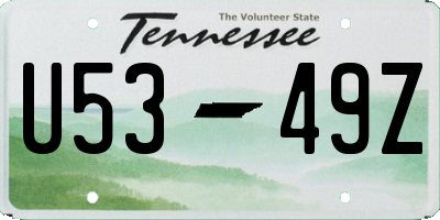 TN license plate U5349Z