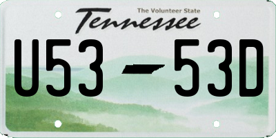 TN license plate U5353D