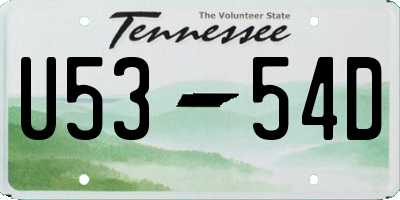 TN license plate U5354D