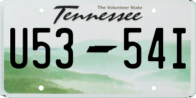 TN license plate U5354I