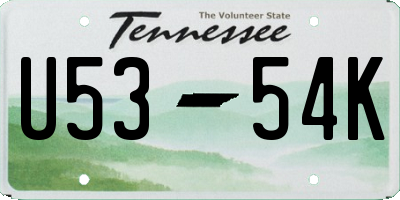TN license plate U5354K