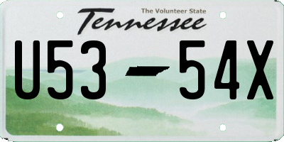 TN license plate U5354X