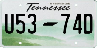 TN license plate U5374D