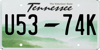 TN license plate U5374K