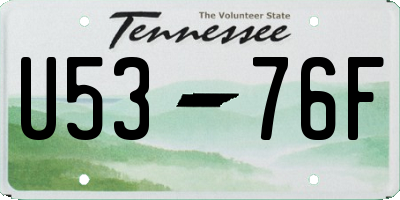 TN license plate U5376F