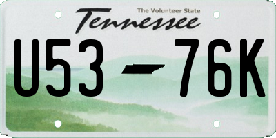 TN license plate U5376K