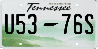 TN license plate U5376S