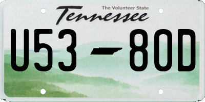 TN license plate U5380D