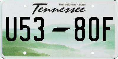 TN license plate U5380F
