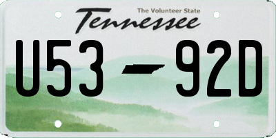 TN license plate U5392D