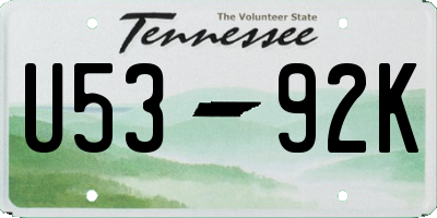 TN license plate U5392K
