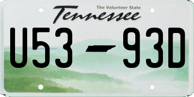TN license plate U5393D