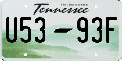 TN license plate U5393F