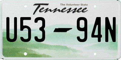 TN license plate U5394N