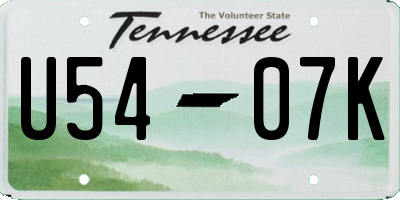 TN license plate U5407K