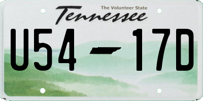 TN license plate U5417D