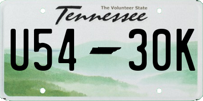 TN license plate U5430K