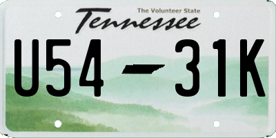 TN license plate U5431K