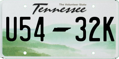 TN license plate U5432K