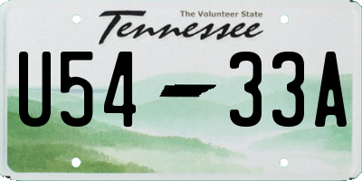 TN license plate U5433A