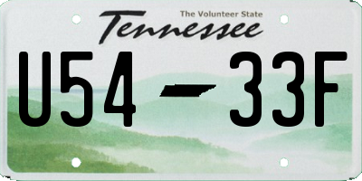 TN license plate U5433F