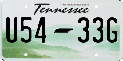 TN license plate U5433G