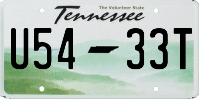 TN license plate U5433T