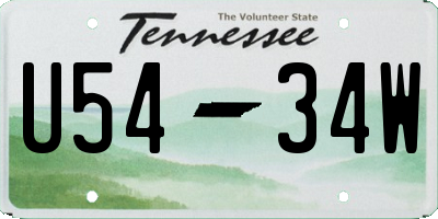 TN license plate U5434W