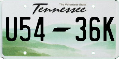 TN license plate U5436K