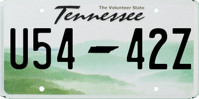 TN license plate U5442Z