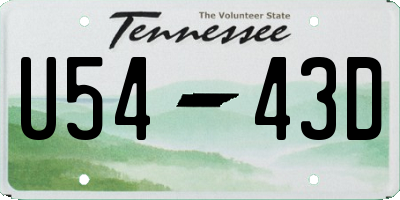 TN license plate U5443D